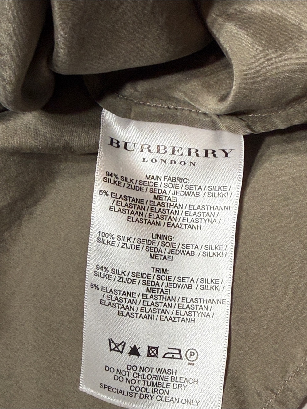 Burberry London Olive Pleated Silk Skirt Size 6 - Picture 8 of 8